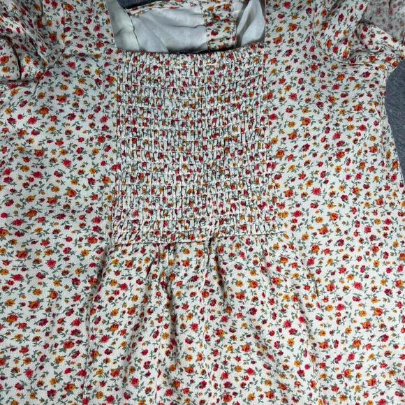 American Eagle Woman’s Small Floral Button-Front Cap Sleeve Dress - Picture 7 of 9